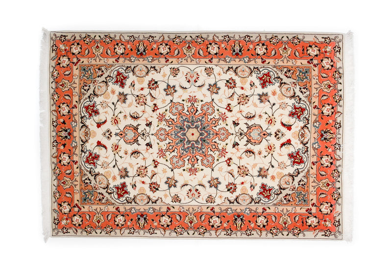 Alfombra clásica oriental Tabriz - lana y seda - 148x154cm