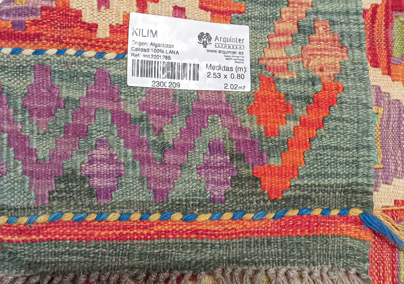 Kilim Afgano - 253x80cms