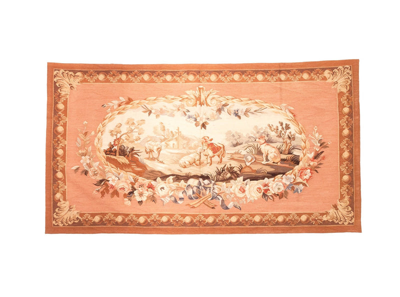 Tapiz Aubusson de lujo. Diseño floral clásico. Hecho a mano. Añade elegancia a cualquier habitación.
