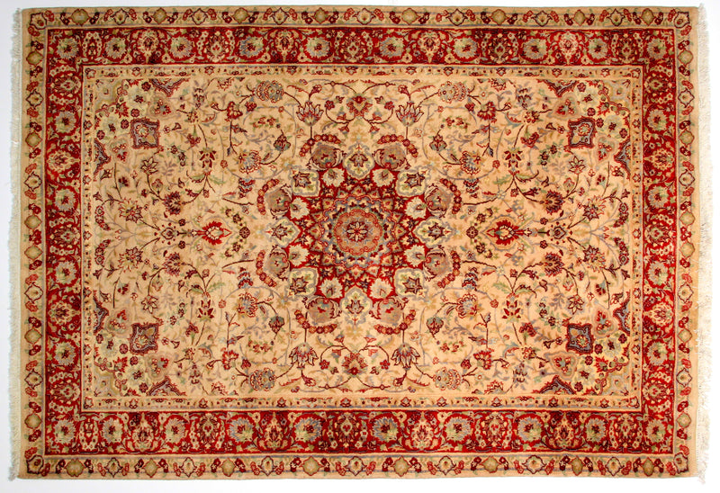 Classic oriental Tabriz rug - wool and silk - 198x139cm