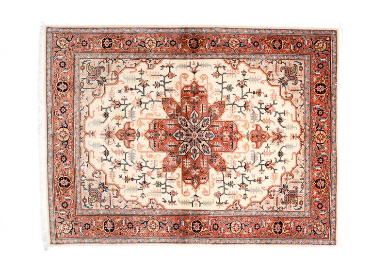 Classic oriental Tabriz rug - wool and silk - 196x147cm