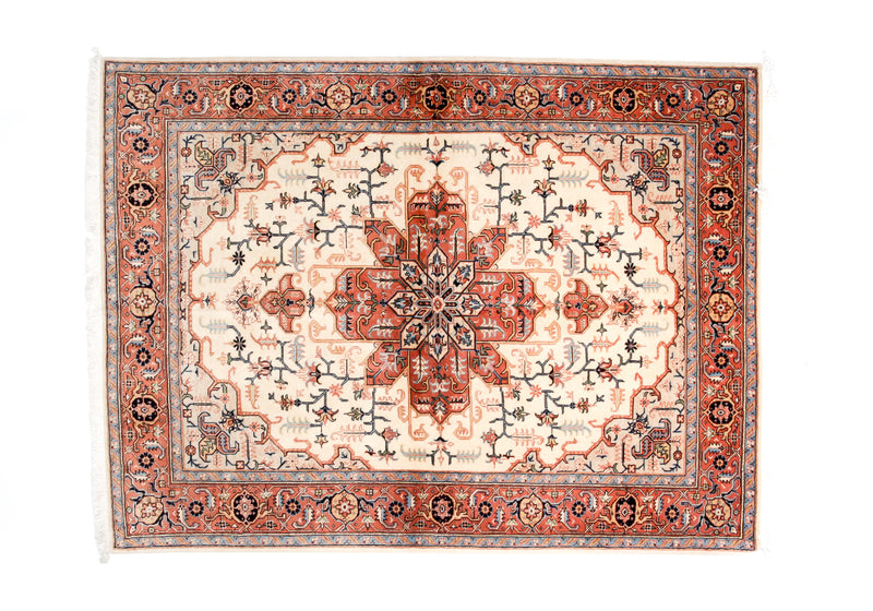 Alfombra clásica oriental Tabriz - lana y seda - 196x147cm